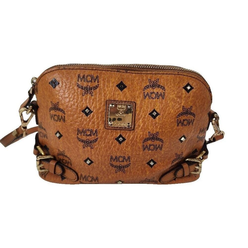 MCM Leather Crossbody Bag with 4 Metal Stud Feet